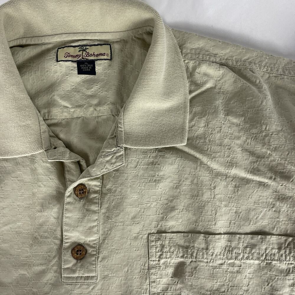 Tommy Bahama Silk Polo Shirt Beige Men's Size XL - Picture 7 of 7
